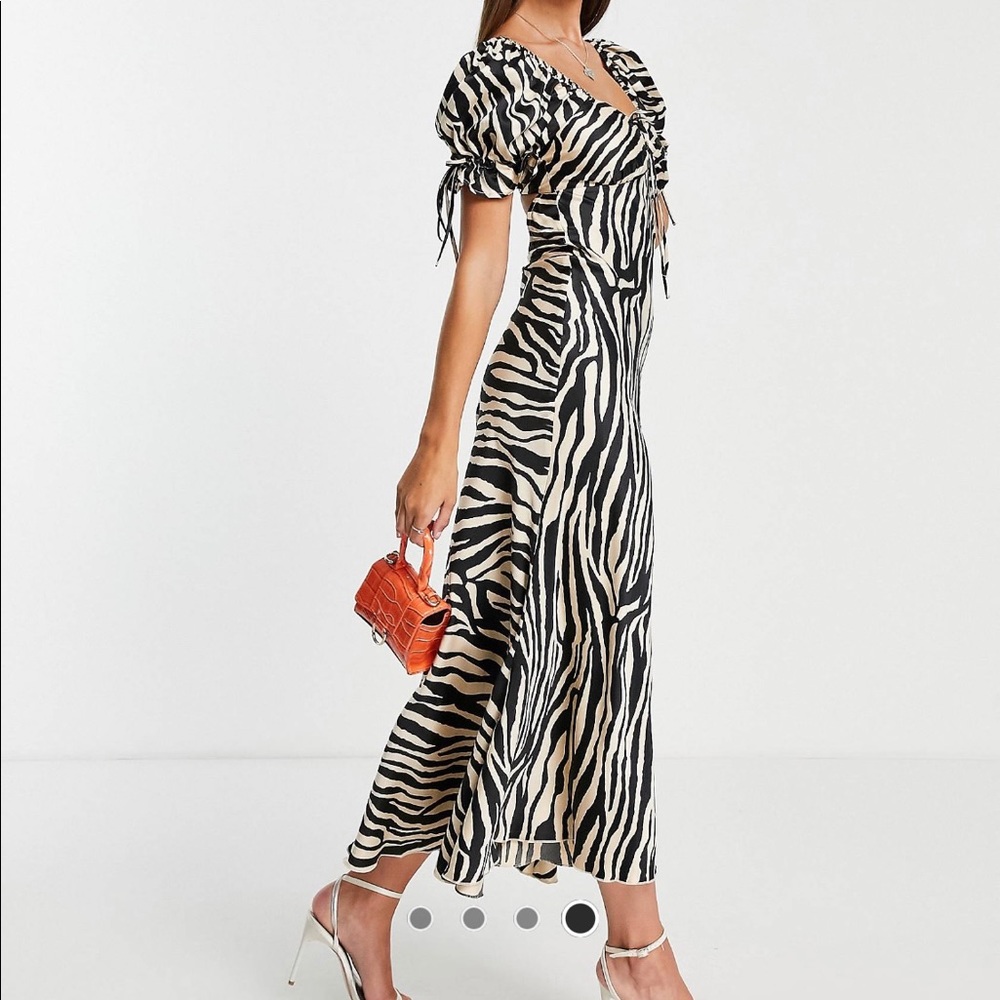 ASOS Animal Print Dress, Zebra Print, Silk, Size 8